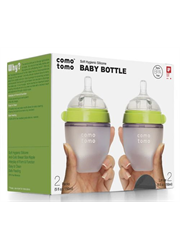 זוג בקבוקי סיליקון לתינוק 150 מל ירוק